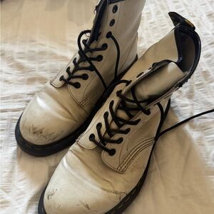 Dr. Martens Off-White Leather Boots
